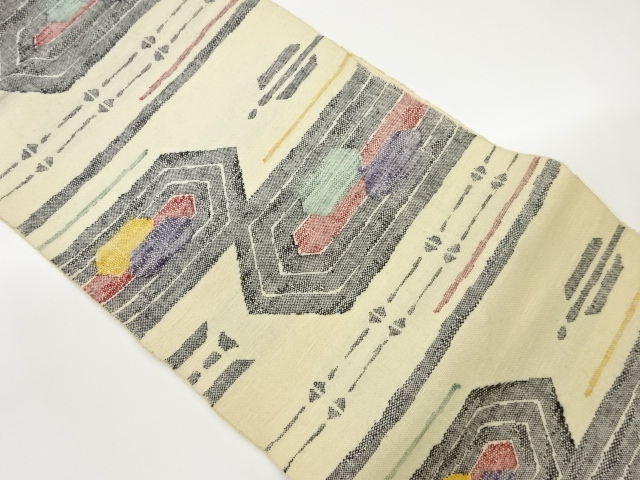 JAPANESE NAGOYA OBI / TSUMUGI / WOVEN ABSTRACT STRIPE